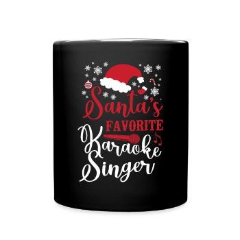 Chanteur de karaoké Noël Père Noël - Mug uni - noir - Devant