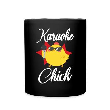 Karaoke Singer Chicken Karaoke - Tasse einfarbig - Schwarz - Vorne