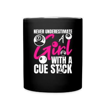 Girl with billiard cue - Full Colour Mug - black - Front
