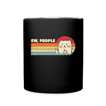 Retro Stil ew, Leute T-Shirt lustige Katze - Tasse einfarbig - Schwarz - Vorne