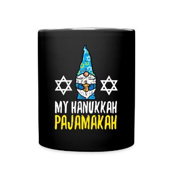 My Hanukkah Pajamakah Funny Chanukah Pajamas PJs W - Full Colour Mug - black - Front