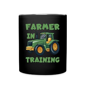 Enfants drôle tracteur garçon agriculteur en tracteur de formation - Mug uni - noir - Devant