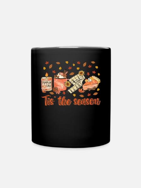 Es ist die Jahreszeit niedlich bunte Herbstblätter Herbst - Tasse einfarbig - Schwarz
