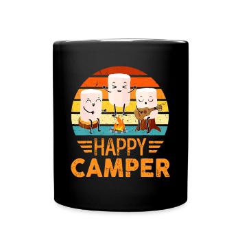 Funny Happy Marshmallow Camper Cute For Kids Women - Full Colour Mug - black - Front