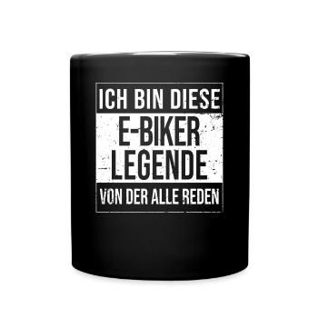 E-Bike Akku-Fahrrad Geburtstag geboren Legende - Tasse einfarbig - Schwarz - Vorne