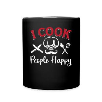 Chef Je cuisine les gens heureux chef cuisinier chefs - Mug uni - noir - Devant