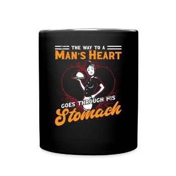 Koch Way To A Mans Heart Kochen Chefkoch Köche - Tasse einfarbig - Schwarz - Vorne