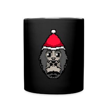 Gorilla Pixelated Christmas - Funny - Full Colour Mug - black - Front