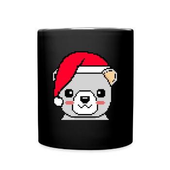 Polar bear pixelated Christmas - Funny Polar Bear - Full Colour Mug - black - Front