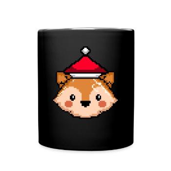 Fuchs verpixelt Weihnachten - Lustige Fuchs - Tasse einfarbig - Schwarz - Vorne
