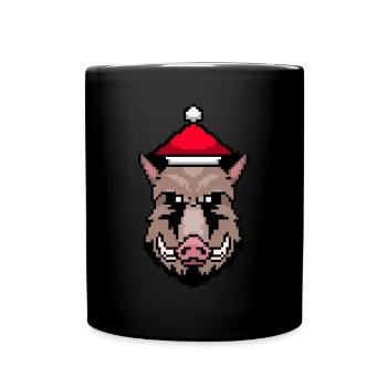 Sanglier Pixélisé Noël - Drôle - Mug uni - noir - Devant