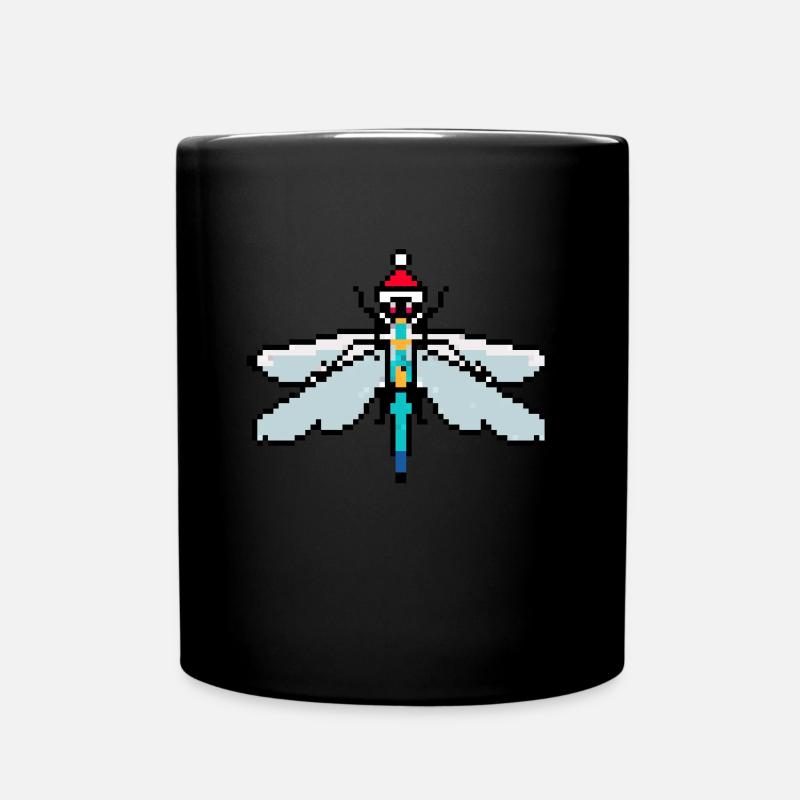 Dragonfly Pixelated Christmas - Lustige Libelle - Tasse einfarbig - Schwarz