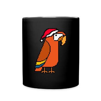 Perroquet pixélisé Noël - Drôle de perroquet - Mug uni - noir - Devant