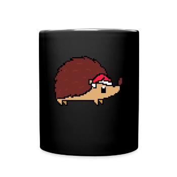 Hérissons Noël pixélisé - Drôles de hérissons - Mug uni - noir - Devant