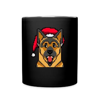 German Shepherd Pixelated Christmas Funny - Full Colour Mug - black - Front