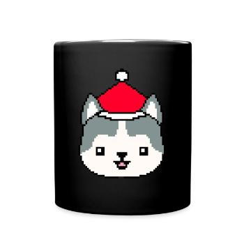 Husky Pixélisé Noël - Drôle de Noël Husky - Mug uni - noir - Devant