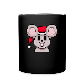 Maus verpixelte Weihnachten - Lustige Maus - Tasse einfarbig - Schwarz - Vorne