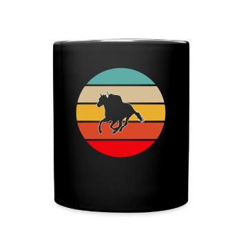 Pferd Retro - Tasse einfarbig - Schwarz - Vorne