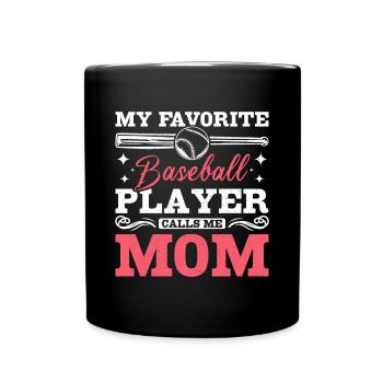 Mon joueur de baseball préféré m’appelle maman - Mug uni - noir - Devant