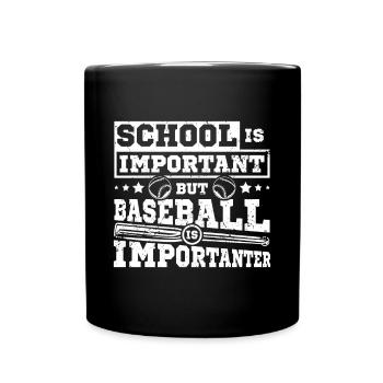 L’école est importante, mais le baseball est plus important - Mug uni - noir - Devant