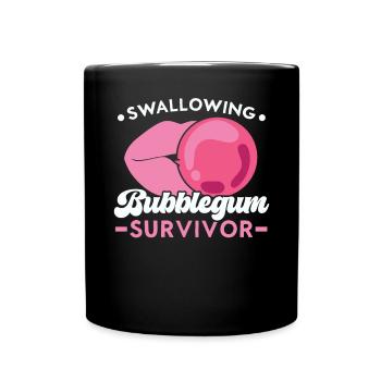 Swallowing Bubblegum Survivor Bubble Gum Lover - Full Colour Mug - black - Front