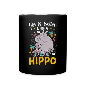 La vie est meilleure avec un amoureux des hippopotames - Mug uni - noir - Devant
