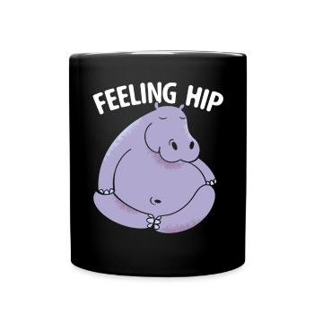 Feeling Hip Nilpferd Tier Nilpferd Liebhaber - Tasse einfarbig - Schwarz - Vorne