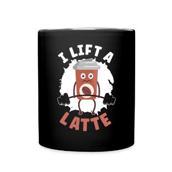 Je soulève un bodybuilder buveur de café au lait et à la caféine - Mug uni - noir - Devant