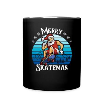 Merry Skatemas Skateboarder Skater Christmas - Full Colour Mug - black - Front