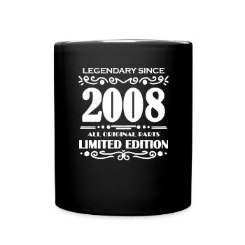 2008 - Jahrgang 2008 - Baujahr 2008 - Tasse einfarbig - Schwarz - Vorne