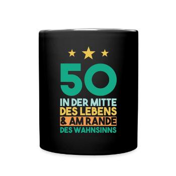Fünfzig Fünfzigster 50 Jahre Geburtstag - Tasse einfarbig - Schwarz - Vorne
