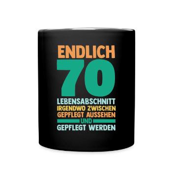 Siebzig Siebzigster 70 Jahre Geburtstag - Tasse einfarbig - Schwarz - Vorne