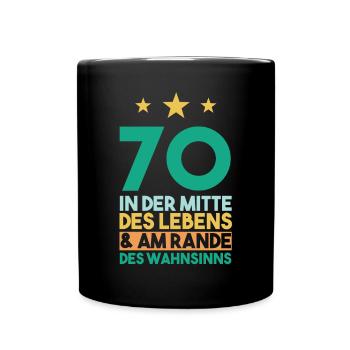 Siebzig Siebzigster 70 Jahre Geburtstag - Tasse einfarbig - Schwarz - Vorne