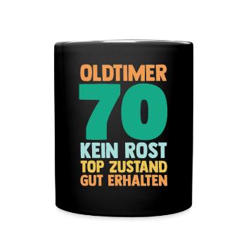 Siebzig 70 Jahre Siebzigster Geburtstag - Tasse einfarbig - Schwarz - Vorne