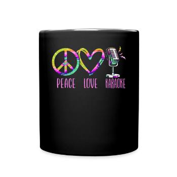 Karaoke Singer Retro Tie Dye Peace - Tasse einfarbig - Schwarz - Vorne