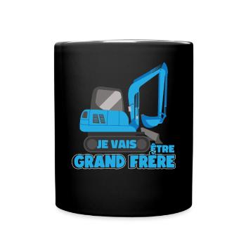 Pelleteuse Annonce De La Grossesse Grand Frère - Mug uni - noir - Devant
