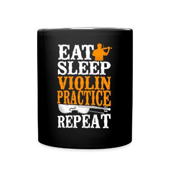 Violin Violinist Vintage Eat Sleep - Full Colour Mug - black - Front