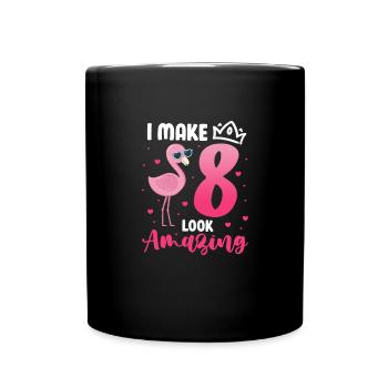 8ème anniversaire Flamingo 8 ans cadeau - Mug uni - noir - Devant