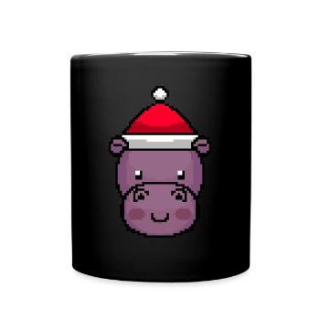 Hippo Pixelated Christmas - Drôle - Mug uni - noir - Devant