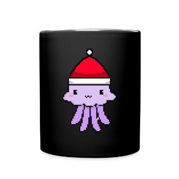 Pixelated Jellyfish Christmas - Drôle - Mug uni - noir - Devant