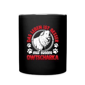 Leben mit Owtscharka Kaukasischer Owtscharka - Tasse einfarbig - Schwarz - Vorne