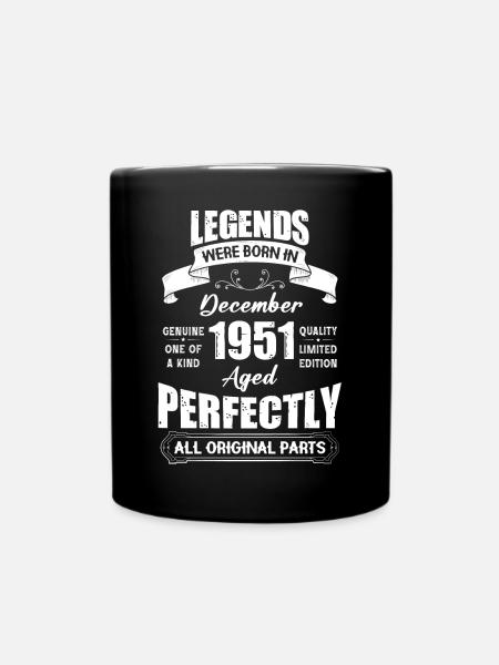 Legends Were Born In December 1951 Birthday - Full Colour Mug - black