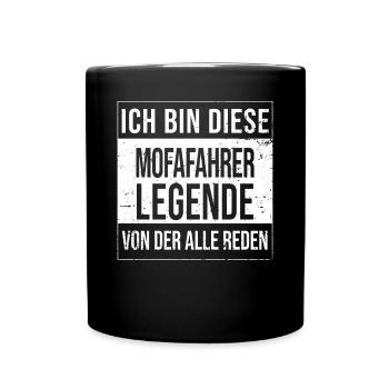 Mofa-Moped Geburtstag geboren Legende Mofafahrer - Tasse einfarbig - Schwarz - Vorne