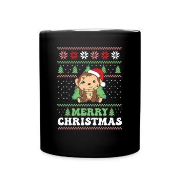 Joyeux Noël rétro moche singes de Noël - Mug uni - noir - Devant