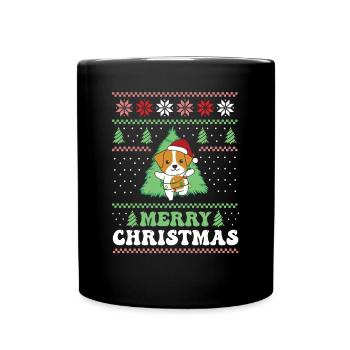 Joyeux Noël rétro moche Noël Jack Russell - Mug uni - noir - Devant