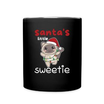 Cat Christmas Santa's little sweetie - Full Colour Mug - black - Front