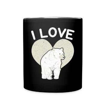 I Love Polar Bear Arctic Animal Ice Bear Lover - Full Colour Mug - black - Front