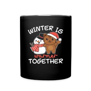 Cat Winter is warmer together Snowman - Full Colour Mug - black - Front