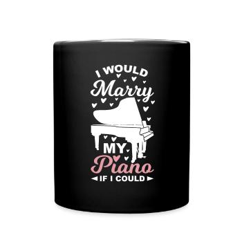 Piano Lover Wit - Full Colour Mug - black - Front