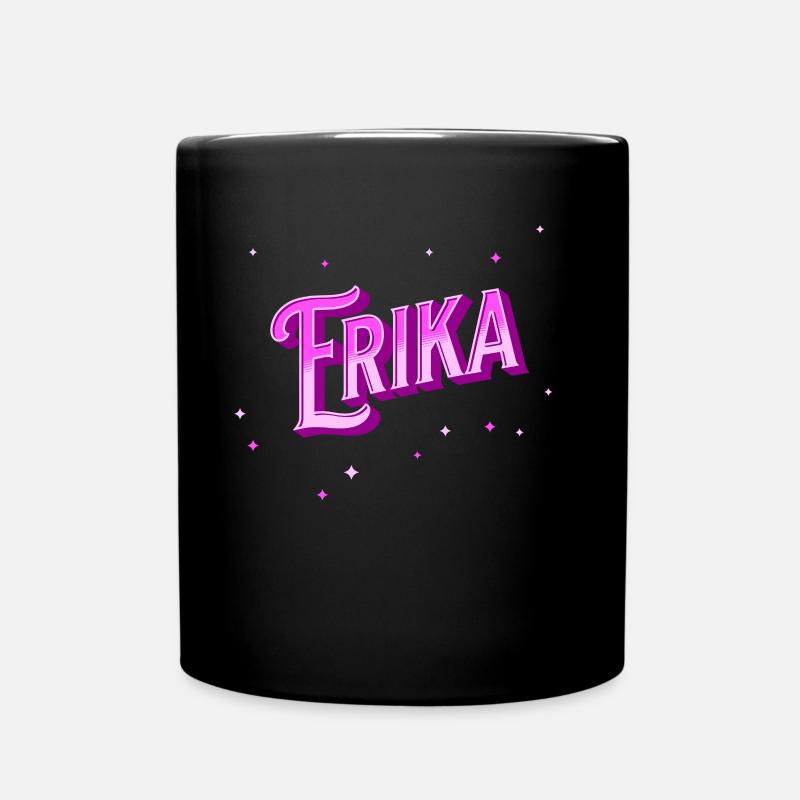 Erika Namen personalisiert - Tasse einfarbig - Schwarz